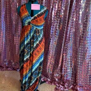 CHICOS tribal print maxi dress in size small